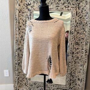 Umgee Distressed Cream Sweater